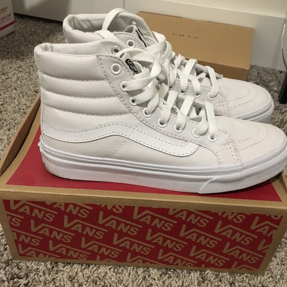 Vans original white hi-tops (sk8-hi slim)! NWT! - Picture 5 of 6